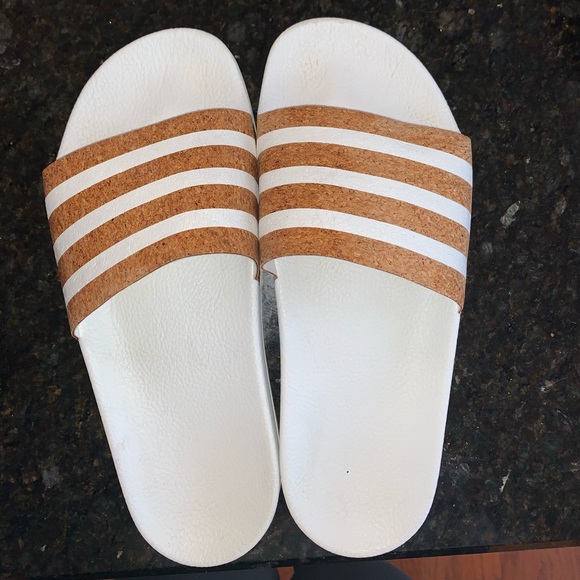 adidas Shoes - White Cork Adidas Slides